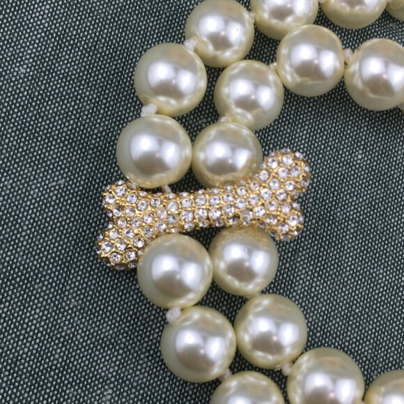NEW Vivienne Westwood Double layer of Pearl with Bone Rhinestone necklace. - Picture 3 of 9